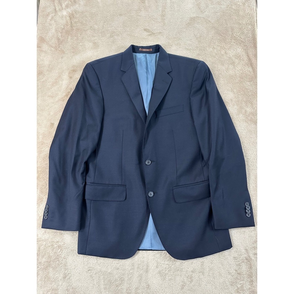 Peter Millar Suit Wool Blazer Men's Navy Blue Wing Tip 2 Button No Size Tag EUC
